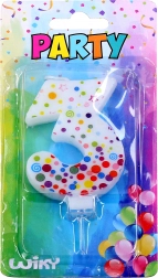 Candela per festa numero 3 a pois