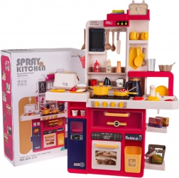 Interactieve kinderkeuken met stoom, licht en geluid, 80 delen – Rood