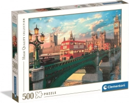 Puzzel 500 stukjes CLEMENTONI – Westminster Bridge, Big Ben en rode bus