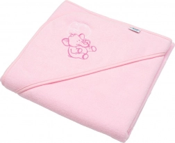 Children's terry hooded towel with embroidery pink 80 × 80