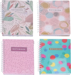 Spiral Notebook A5, ruled, 100 pages, assorted designs