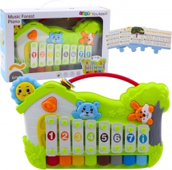 Forest musical mini piano and xylophone with note cards (5 pcs)