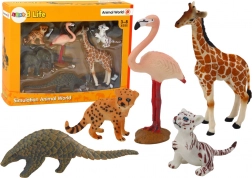 Set of Figurines Animals: Giraffe, Flamingo, Elephant, Tiger