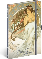 NOTIQUE Notebook Alfons Mucha – Music, ruled, 13 × 21 cm
