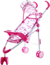 Metal doll stroller with pink clouds