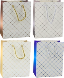 Paper gift bag with shiny hearts 23 x 18 x 10.5 cm