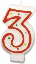 Svíčka na dort číslice 3, 7,3 cm