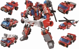 QMAN Blazing Mars 6-in-1 Firefighting Set with Buildable Mech