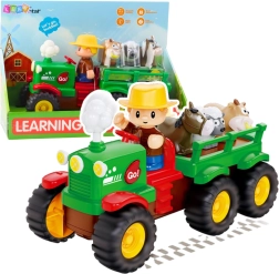 Interactieve kindertractor met aanhanger en dieren met licht en geluid FARMER FUN TRUCK