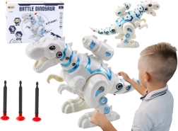 Robotic dinosaur with dart launcher white