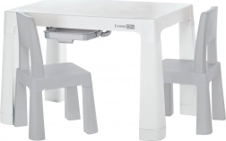 Neo plastic kids’ table with chairs – white/gray