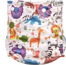 Couche culotte T-TOMI AIO Zoo avec boutons-pression
