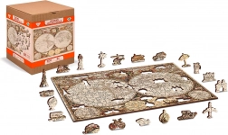 Puzzle in legno bifacciale MAPPA DEL MONDO ANTICA 2in1, 75 pezzi