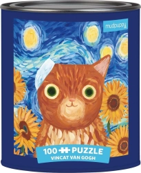 Puzzle Vincent van Gogh Artistic Cats 100 Pieces in a Tin