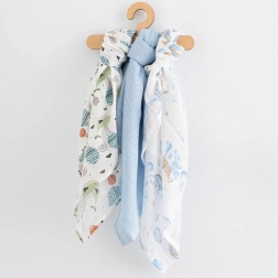 Pamučne pelene s printom NEW BABY 70 × 80 cm, 3 kom – za dječake