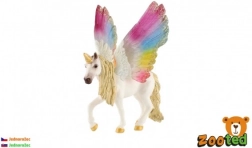 Unicorno di plastica con ali arcobaleno 13 cm