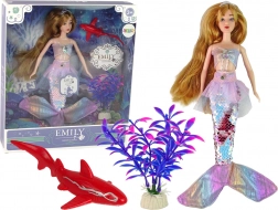 Poupée Emily sirène avec accessoires rose