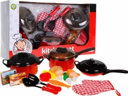 Children's Kitchen Set 3+ with Pots, Kitchen Tools, and Food Replicas, 22 pcs