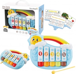Petit piano musical pour bébés Soleil, cinq tons – bleu