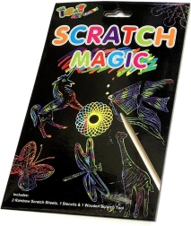 Rainbow scratch-off sheets with stencils and wooden stylus