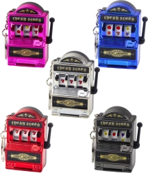 Kulcstartó mini nyerőgép slot résszel, mozgatható karral, vegyes színek