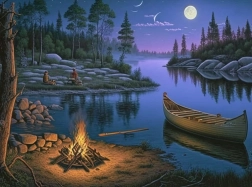 Diamantmalerei Camping am See 30 × 40 cm