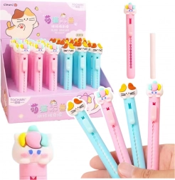 Udtrækkelig viskelæder med kattefigur blå pink