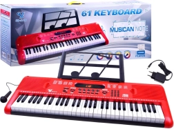 Electronic Keyboard Instrument 61 Keys with Microphone – Red