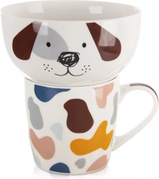 Set pour enfants en porcelaine bol et tasse motif petit chien, 2 pièces