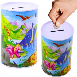 Metalowa skarbonka z dinozaurami 13 × 8 cm