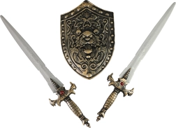 Knight set with shield and two swords 53 cm