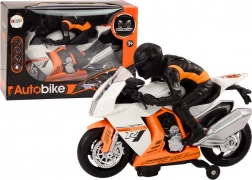 Moto jouet avec lumières, sons, capteur d’obstacles – Blanc