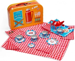 Children's tea set in a suitcase with London motifs