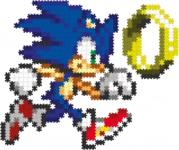 Jixelz Remix plastic pixel art puzzle Sonic and golden ring