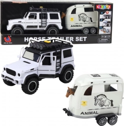 fuoristrada con rimorchio per trasporto cavalli con luci e suoni