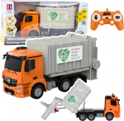 Mercedes-Benz Antos camion RC dei rifiuti 1:26 arancione