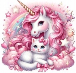 Diamond Painting Unicorn with Kitten 30x40 cm