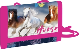 Children’s textile wallet with horse motif and hook-and-loop fastener