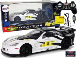 Auto RC CORVETTE C6.R 1:18 bianco con luci 2.4 GHz