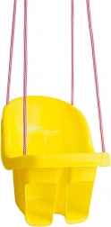 Children's hanging swing with seat and high backrest – yellow