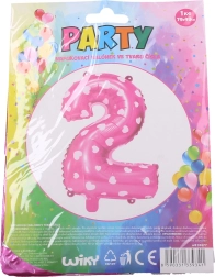 Felfújható 1-es számú lufi szívecskékkel – Rózsaszín