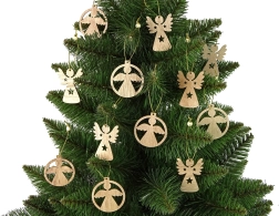 Karácsonyfára való, fából készült angyaldíszek, 12 db