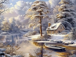Dijamantno slikanje zimska koliba