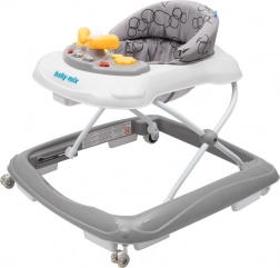 Baby Mix baby walker with steering wheel and silicone wheels – dark grey