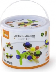Konstruktionssæt i træ i spand, 48 dele (3+)