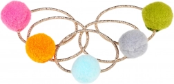 Gumice za kosu s šarenim pomponima - 5 kom