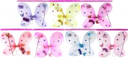 Ali da farfalla con fiorellini – set con cerchietto e bacchetta
