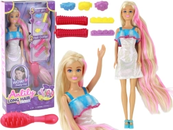 Lalce Anlily med langt blondt hår - stylningssæt