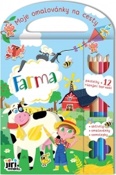 Cahier de coloriage de voyage – ferme, 96 pages, autocollants et 6 crayons de couleur