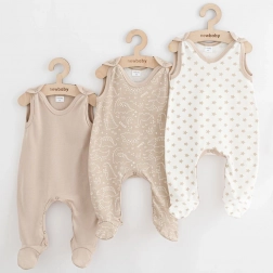 grenouillères pour bébé New Baby Classic II Uni, 3 pièces, beige, taille 80 (9–12 mois)